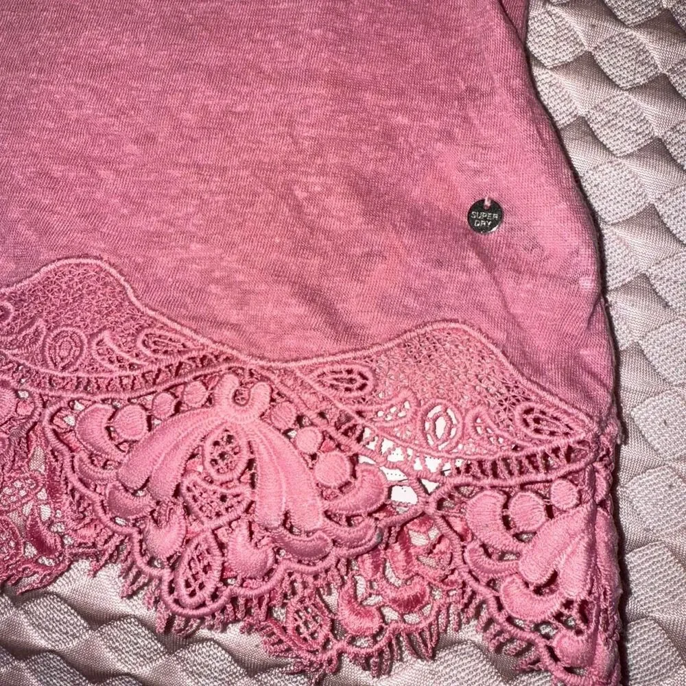 Superdry Spirit of Japan Crochet Lace Trim T-shirt - Picture 3 of 4